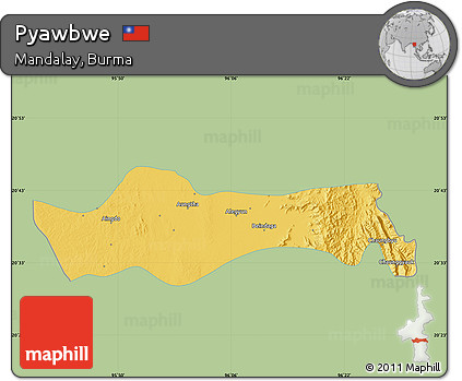 Savanna Style Map of Pyawbwe, single color outside