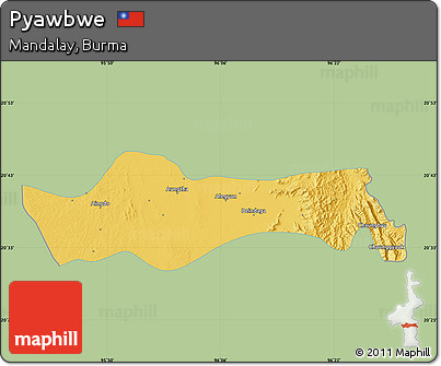 Savanna Style Map of Pyawbwe, single color outside