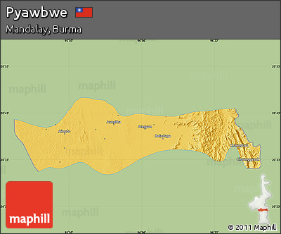 Savanna Style Map of Pyawbwe, single color outside