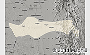 Shaded Relief Map of Pyawbwe, darken, semi-desaturated
