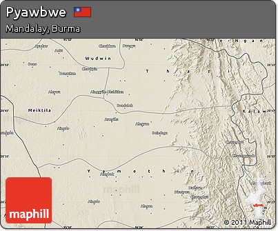 Shaded Relief Map of Pyawbwe