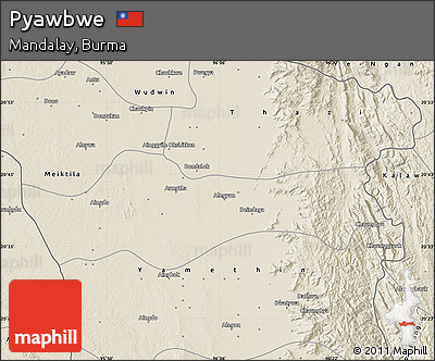Shaded Relief Map of Pyawbwe