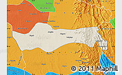 Shaded Relief Map of Pyawbwe, political outside