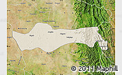 Shaded Relief Map of Pyawbwe, satellite outside