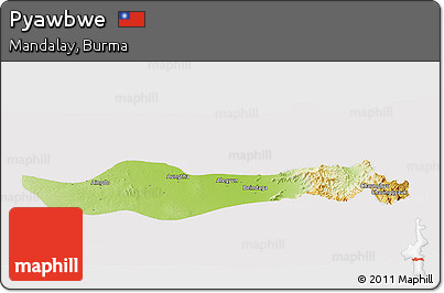 Physical Panoramic Map of Pyawbwe, cropped outside
