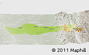 Physical Panoramic Map of Pyawbwe, lighten, semi-desaturated
