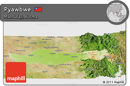 Physical Panoramic Map of Pyawbwe, satellite outside