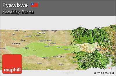 Physical Panoramic Map of Pyawbwe, satellite outside