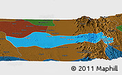 Political Panoramic Map of Pyawbwe, darken