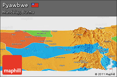 Political Panoramic Map of Pyawbwe