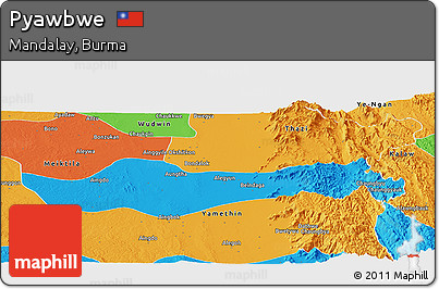 Political Panoramic Map of Pyawbwe