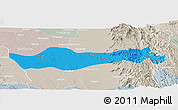 Political Panoramic Map of Pyawbwe, lighten, semi-desaturated
