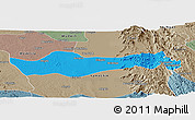 Political Panoramic Map of Pyawbwe, semi-desaturated