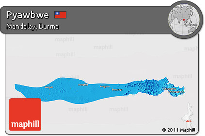 Political Panoramic Map of Pyawbwe, single color outside