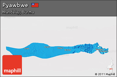 Political Panoramic Map of Pyawbwe, single color outside