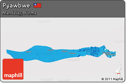 Political Panoramic Map of Pyawbwe, single color outside