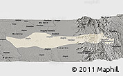 Shaded Relief Panoramic Map of Pyawbwe, darken, semi-desaturated