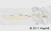 Shaded Relief Panoramic Map of Pyawbwe, lighten, desaturated