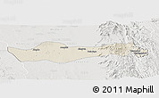 Shaded Relief Panoramic Map of Pyawbwe, lighten, semi-desaturated