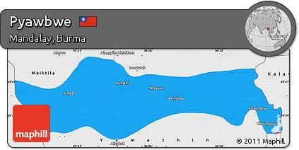 Political Simple Map of Pyawbwe, single color outside, borders and labels