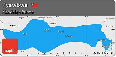 Political Simple Map of Pyawbwe, single color outside, borders and labels
