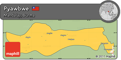 Savanna Style Simple Map of Pyawbwe, cropped outside