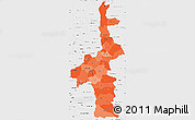 Political Shades Simple Map of Mandalay, single color outside, borders and labels