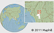 Savanna Style Location Map of Singu, highlighted parent region, hill shading