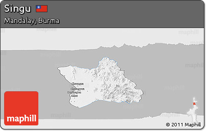 Gray Panoramic Map of Singu, single color outside