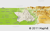 Shaded Relief Panoramic Map of Singu, physical outside