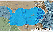 Political 3D Map of Tatkon, semi-desaturated