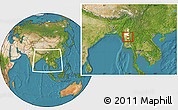 Satellite Location Map of Tatkon, highlighted parent region, within the entire country