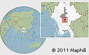 Savanna Style Location Map of Tatkon, highlighted country, highlighted parent region, hill shading