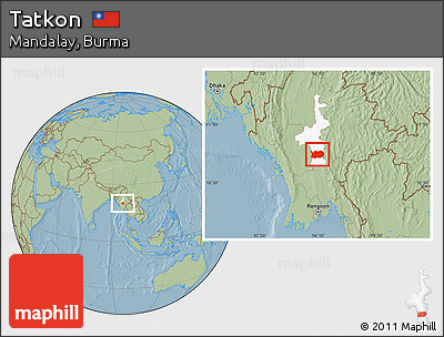 Savanna Style Location Map of Tatkon, highlighted parent region, hill shading