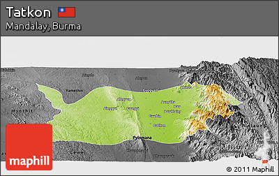 Physical Panoramic Map of Tatkon, darken, desaturated
