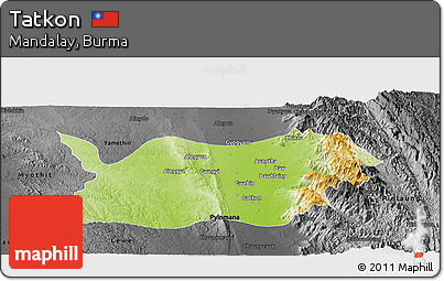 Physical Panoramic Map of Tatkon, darken, desaturated