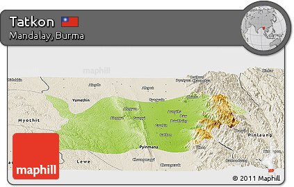 Physical Panoramic Map of Tatkon, shaded relief outside