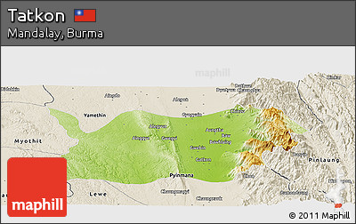 Physical Panoramic Map of Tatkon, shaded relief outside