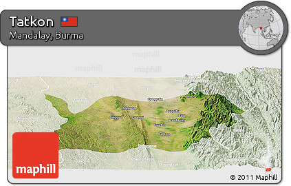 Satellite Panoramic Map of Tatkon, lighten
