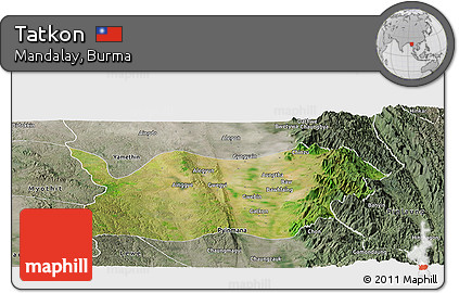 Satellite Panoramic Map of Tatkon, semi-desaturated