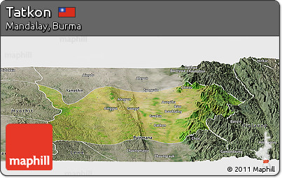 Satellite Panoramic Map of Tatkon, semi-desaturated