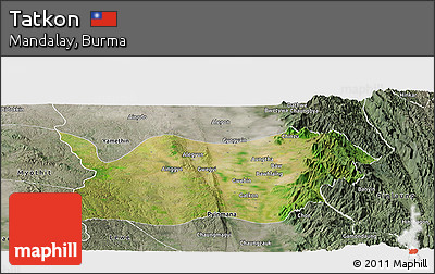 Satellite Panoramic Map of Tatkon, semi-desaturated