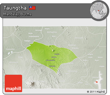 Physical 3D Map of Taungtha, lighten, semi-desaturated