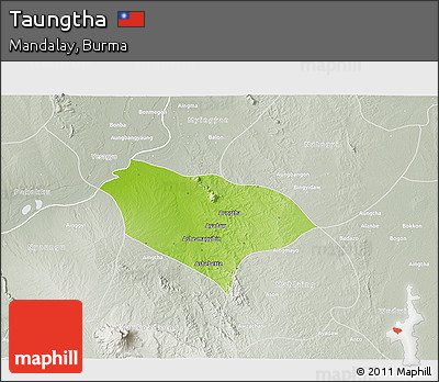 Physical 3D Map of Taungtha, lighten, semi-desaturated