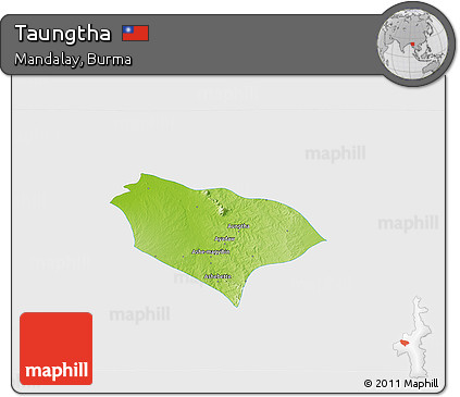 Physical 3D Map of Taungtha, single color outside