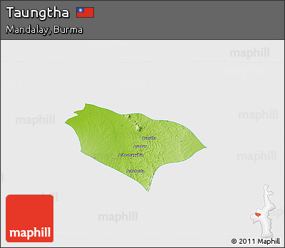 Physical 3D Map of Taungtha, single color outside