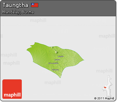 Physical 3D Map of Taungtha, single color outside