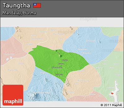 Political 3D Map of Taungtha, lighten