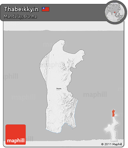 Gray 3D Map of Thabeikkyin, single color outside