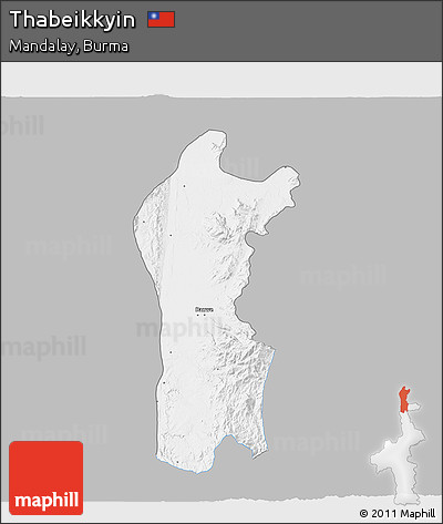 Gray 3D Map of Thabeikkyin, single color outside